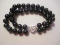 Double strand freshwater black pearl with sterling silver rose clasp